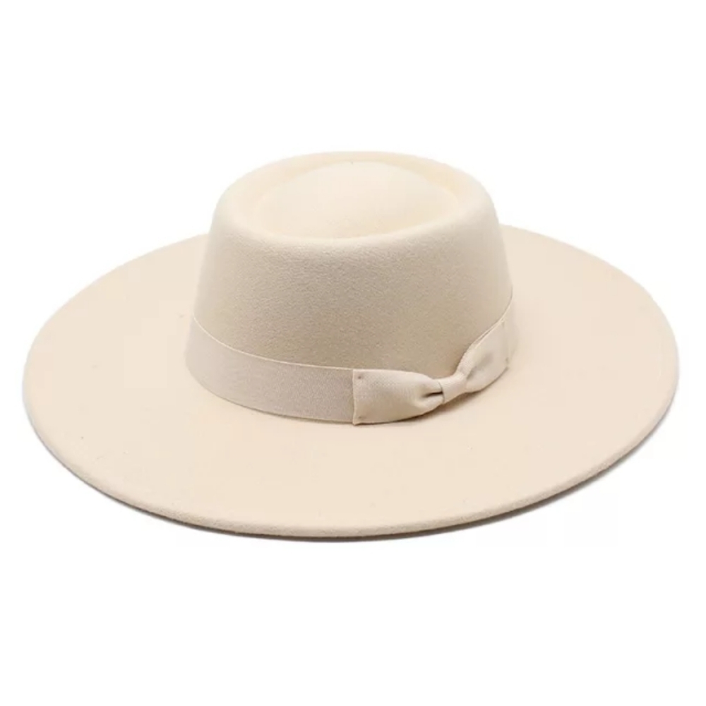 Beige Bigger Wide Brim Fedora Hat